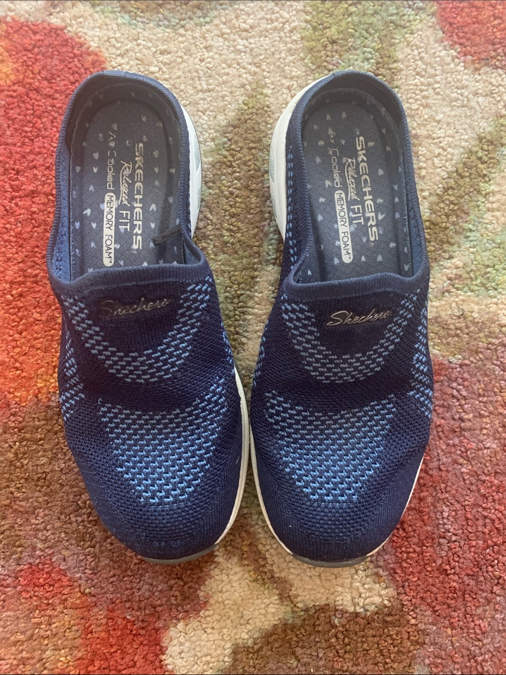Skechers Navy and Light Navy Slip-On Knit Sneakers - Picture 2 of 5